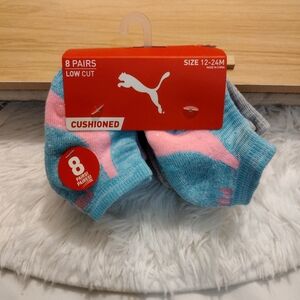 Puma Cushioned 8 Pairs Low Cut Socks Girl 12-24 Months Multicolored NWT